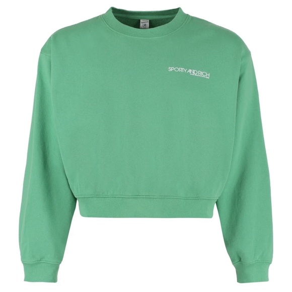 Sporty and Rich Green Cropped Crewneck Sweatshirt - Picture 4 of 13
